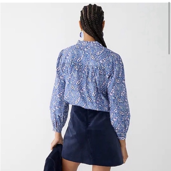J.Crew Liberty print button-front ruffle-neck popover in Bourton Bloom - Picture 11 of 12